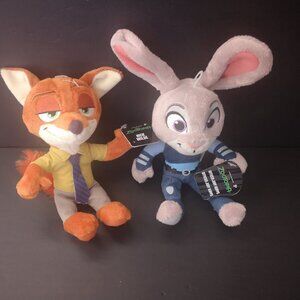 NWT Zootopia Small  8" Stuffed Plush Nick Wilde & Officer Judy Hopps